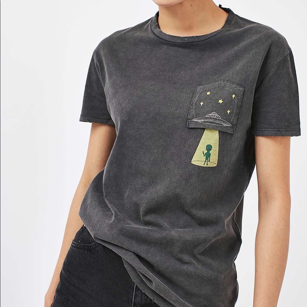 Topshop (Tee and Cake) Nibbled Ufo glow pocket tshirt